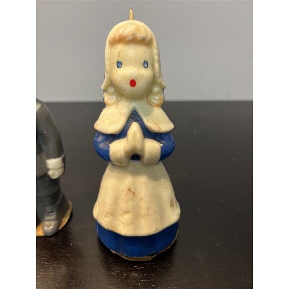 Vintage GURLEY Figural Thanksgiving Candles Pilgrims Man And Woman - Picture 2 of 5